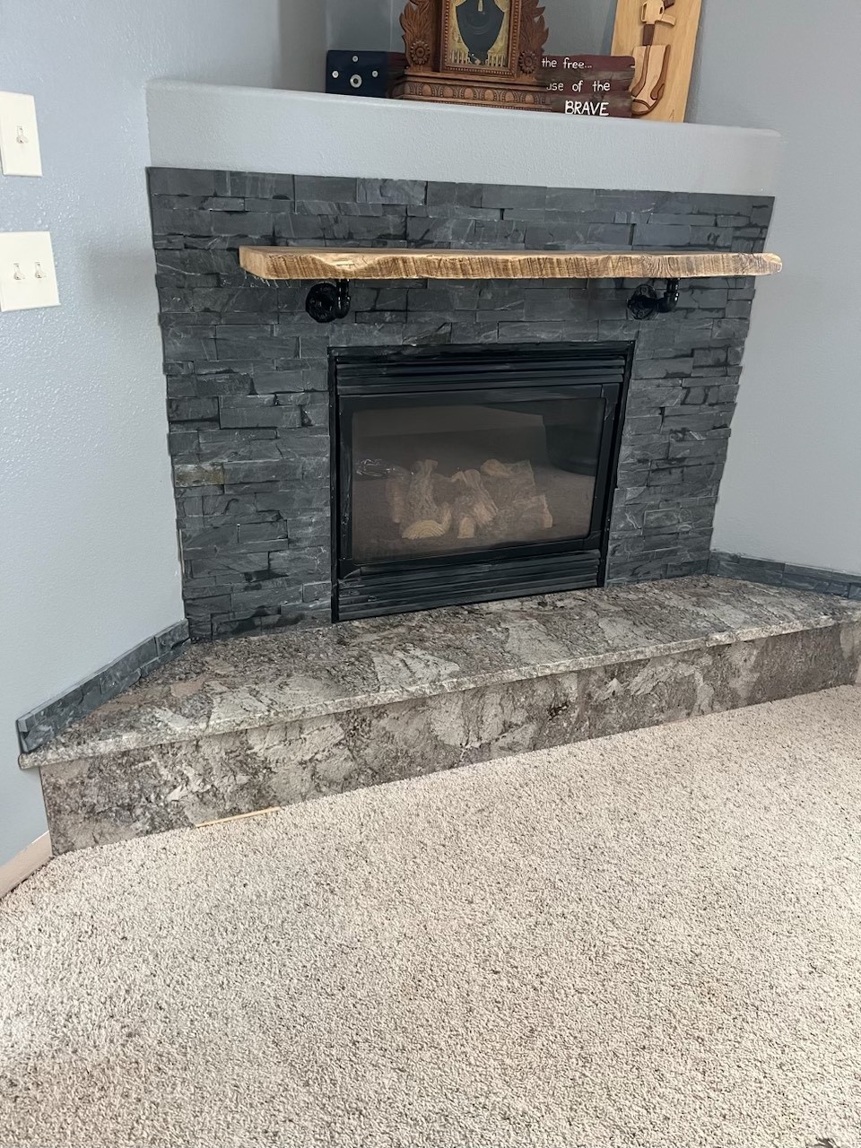 stone fireplace